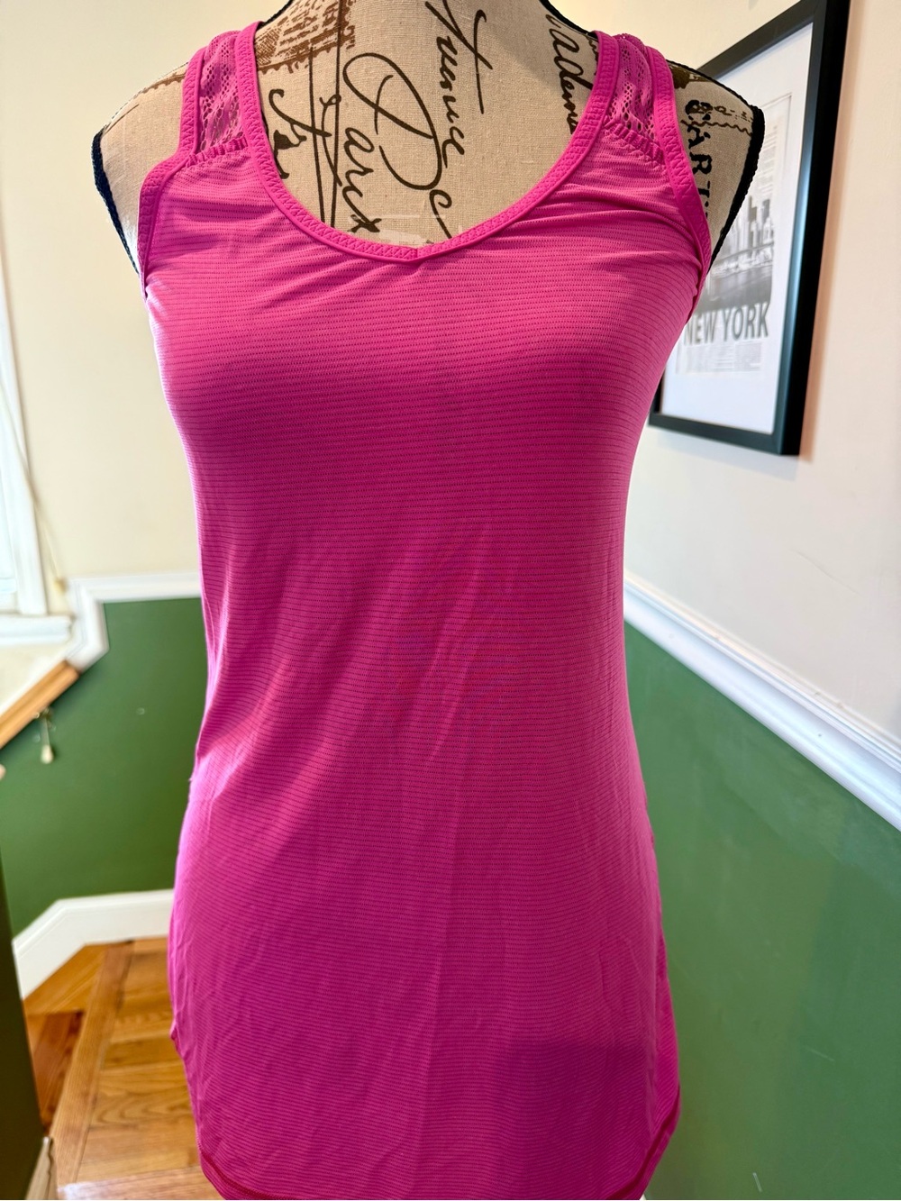 lululemon athletica Bright Pink Scoop Neck Tank with Lace Straps